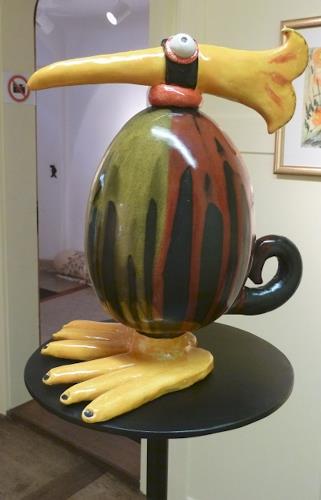 Vic Zumsteg, Paradiesvogel auf Metallständer  (Annamarie Zumsteg), Animals: Air, Decorative Art