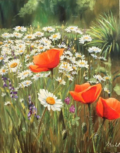 Rebecca Henkel, Mohn und Margeriten, Plants: Flowers, Landscapes: Summer, Realism