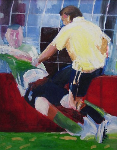 Ulrich Hollmann, Großes Rasenbild 11, Sports, People: Group, Neo-Expressionism