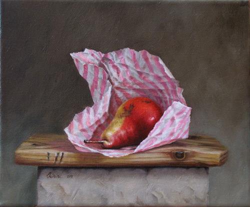 Daniel Chiriac, Still life - wrapped pear, Still life, Meal, Realism